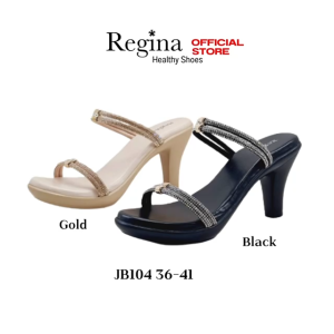 Regina รองเท้าส้นสูง 2.5 นิ้ว สายเพชรแบบสองตอน ระยิบระยับมั่กๆ รองเท้าเพื่อสุขภาพสำหรับผุ้หญิง รุ่น JB104 พื้นแน่นๆ สวมใส่สบายตลอดวัน