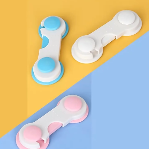 ที่ล็อคลิ้นชักที่กันตู้หนีบและอุดปลั๊กกันแหย่มีหูจับ อุปกรณ์เพื่อความปลอดภัยสำหรับเด็กX10pcs