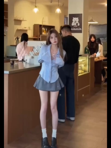 Kemeja Wanita Baru Gaya Korea Atasan Longgar Retro Lengan Panjang