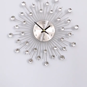 Jam Dinding Minimalis 38cm 3D Quartz Clock Creative Luxury Diamond Hiasan Estetik Dekorasi Ruang Tamu