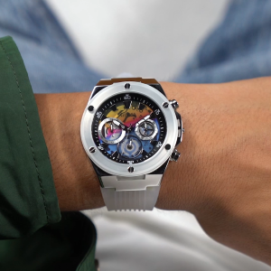 [Promo] Jam Tangan Pria Guess GW0425G4 Poseidon Rainbow Dial White Clear Silicone Strap Original Garansi 2 Tahun [✔COD][100% Authentic]