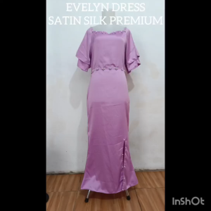 TTC DRESS EVELYN SATIN SILK PREMIUM / LONG DRESS PESTA NATAL WISUDA / SIZE M-L-XL