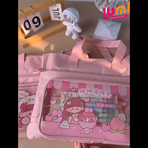 Tas Les Anak Waterproof Cewe Cowo Tote Bag Sekolah Anak Serbaguna SD Korea Imut Aesthetic Stationary Organizer Paper Tas Jinjing