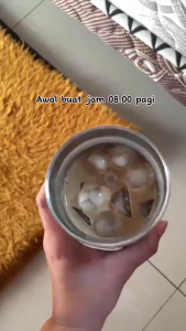 Cangkir Kopi Baja Tahan Karat 320Ml/600Ml + Tumbler Sedotan Botol Air Panas dan Dingin Cangkir Termo