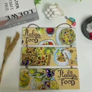 TENNESY Hiasan Dinding Dapur Italian Food 3 Susun Dekorasi Dinding Dapur Kitchen Pajangan Kayu Poster Dekorasi Rumah