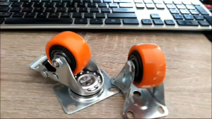 Roda Troli PVC Orange 1 1/2 inch 1 set : 4pcs (2Hidup Rem+2Mati)