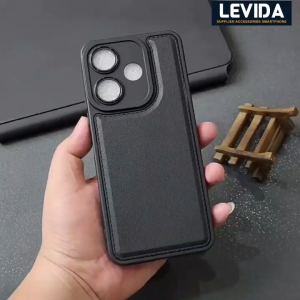 Case Kulit Hitam Pro untuk Poco M6 & Redmi 13 4G