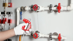 1.8m Tagout Cable Lock Adjustable Gate Valve Cable Lockout 6mm Steel Cable Lock For Gas Tank Valve