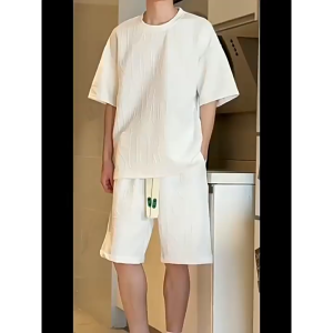 ชุดเสื้อยืดคอกลมผู้ชาย 2023 ราคาที่ไม่ยาก: ชุดลำลองฮิปฮอปกางเกงขาสั้น 2 ชิ้น วอร์มฤดูร้อน