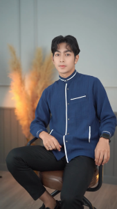 เสื้อกุรงผู้ชายแขนยาว เนื้อผ้าทิ้งตัวใส่แล้วเข้าทรงสวย แขนติดกระดุม ใส่แล้วดูดี KR46วาริสมุสลิม