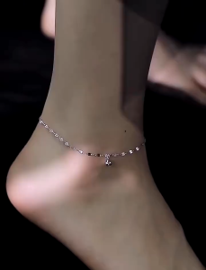 Gelang Kaki Wanita Titanium Gelang Kaki Anti Karat Berkilau Sparkling Silver Angklet Gold & Silver