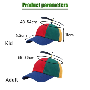 Topi Baseball Baling-Baling Anak/Dewasa Flying Cap Hat Warna Warni Topi Anak Dewasa Pelangi Helikopter Topi Lucu
