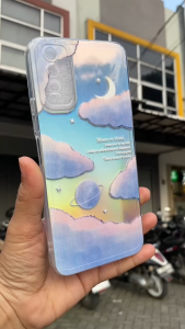 Case Hologram OPPO A5S A11K A12 A7 A15 A15S A57 A77S A58 4G Motif (3D AWAN) Softcase Hologram Bening Tebal - Clear Case 2MM - Sofkes Hp - Kesing Lucu - Casing Viral