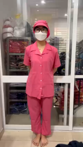 Bộ Đồng Phục Cấp Dưỡng Mầm NonĐiều DưỡngVải Cotton Lạnh Cao Cấp Màu Hồng - Hình Thật