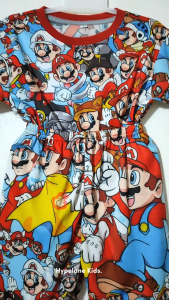 Baju Kaos Setelan Anak Laki Laki Full Print Karakter Mario/Planet Lucu Import Umur 1 - 10 Tahun