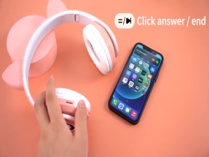 Headphone Bluetooth Headset Cat Gaming Kucing Android LED Light With Mic Stereo Headset