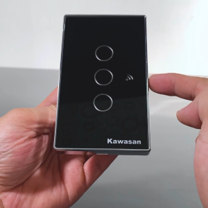 CÔNG TẮC WIFI ÂM TƯỜNG CHỮ NHẬT CT-WIFI-B (KÍNH ĐEN VIỀN MẠ BẠC)