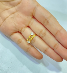 Cincin Titanium Wanita Gold Permata Diamond Timeless Anti Karat