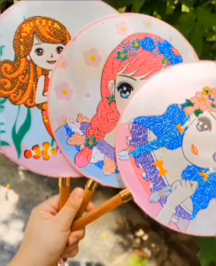 DIY Childrens Handmade Diamond Painting Fan