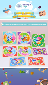 Beringin Toys - Digital Clock Learning Board Jam Dinding Kayu Edukasi Anak / Mainan Belajar Jam & Waktu