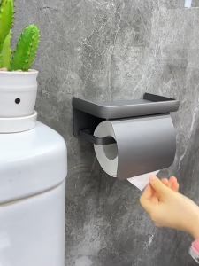 MEIDOO Kotak tisu toilet tahan air tanpa melubangi rak kertas gulung yang terpasang di dinding