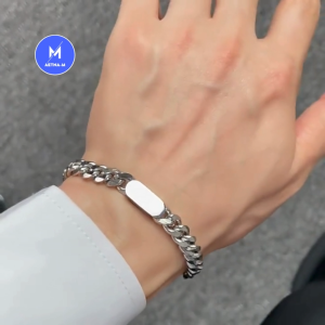 Trendy Square Stainless Steel Bracelet Men Hip-hop Fashion Bangle Anti Karat Gelang Tangan Lelaki Fashion 圆方牌六面磨古巴手链