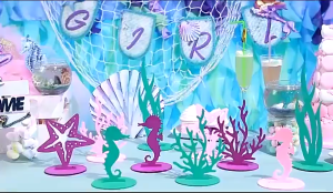 2pcs Mermaid Theme DIY Felt Table Centerpiece For Under The Sea Birthday Party Decoration