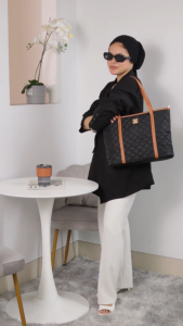 HONYAN Tas Wanita Amei Tote Bag Resleting Shoulder Bag Kekinian Berkualitas