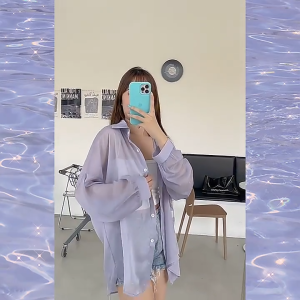 HARVEY Sun Proof Top women Blouses Chiffon Shirt Cardigan Summer Essential Exquisite Girl Outer Jacket