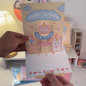 3D Birthday Card with Cute Cartoon Design wishing card greeting card