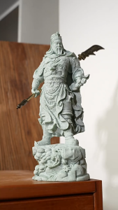 Tượng Đá Sa Thạch Quan Vân Trường Cầm Đao Chiều Cao 23 cm