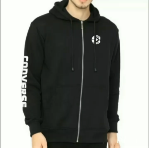 Jaket Casual Zipper Hoodie Pria Wanita Lengan Panjang Warna Hitam Ready Size S/M/L/XL/XXL/XXXL