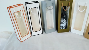 พร้อมส่ง ถุงกระดาษของขวัญ ถุงใส่ขวดทรงยาว ถุงกระดาษหน้าใส รุ่นขายดี พร้อมส่งในไทยค่ะ