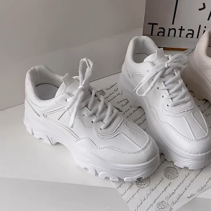 Nkshop 💗พร้อมส่ง💗White Sneaker รองเท้าผ้าใบสีขาว ใส่แล้วสูง เสริมส้น4.5ซม. สไตล์เกาหลี ไซส์ 36-41 สวยขาวคลีน แมทช์ง่าย ปังทุกลุค น่ารักมาก