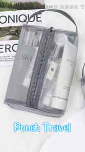 Bayar Di Tempat - Zipper Bag Serbaguna Portable / Travel Wash Bag / Pouch Kosmetik Jaring Transparant