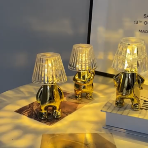 New LED electroplated gold figurine desktop headboard creative ornament luminous night light crystal desk lamp