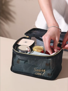 5pcs/set Mesh Cosmetic Bag Mesh Makeup Bags for Women Portable Travel Zipper Pouches Travel Bag