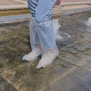 🔥Wishwa👍 Medical Isolation Long Tube Shoe Cover Thickened Rainproof PE Protective Disposable Medical Shoe Cover