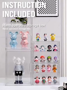 LUXU Acrylic Display Case Storage Organizer Wall Mounted Transparent Stackable Magnetic Dustproof Box