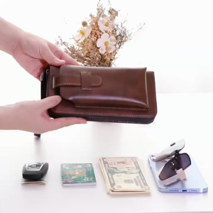 ZIARA กระเป๋าสตางค์ผู้ชายสไตล์ใหม่กระเป๋าหนังยาวผู้ถือบัตรหลายกระเป๋าคลิปเงิน ธุรกิจซิปมัลติฟังก์ชั่โทรศัพท์กระเป๋