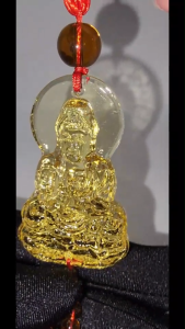 (SG Seller Ready Stocks) Glazed Glass (Liuli) Guan Yin Pusa hanging Ornament 琉璃黄色观世音菩萨吊挂