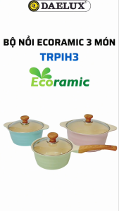 Bộ Nồi Đáy Từ Cao Cấp Ecoramic 3 Món TRPIH3 - Chất liệu hợp kim nhôm cao cấp men chống dính thiết kế sang trọng