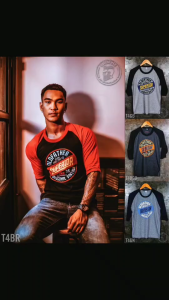 เสื้อแขนสามส่วน เสื้อแขนสามส่วนวินเทจ เสื้อไหล่สโลป เสื้อยืด เสื้อยืดวินเทจ Original Vintage  ( รหัสสินค้า T 4 )  Man Clothing