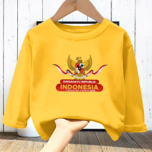 Kaos Atasan Anak 17 Agustus Cewek/Cowok usia 1-12 tahun lengan panjang bahan Babyterry