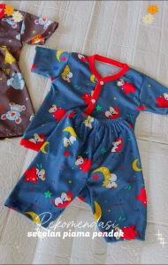 Stelan Piyama Bayi Lengan dan Celana Pendek Pampers Perempuan Laki Laki Usia 3-12 Bulan Motif Full Print