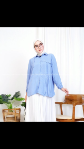 Ranni Kemeja Blouse Katun Rayon Lengan Panjang Atasan Wanita Oversize | zalera id