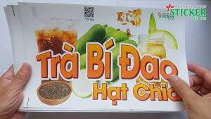 Sticker miếng dán hình Trà Tắc Trà Chanh Trà sữa Trà Dâu Trà Đào Trà Bí Đao Hạt Chia... dùng trang trí quán.