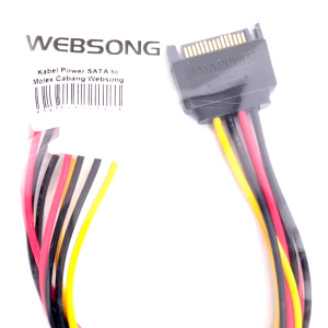 Kabel Power SATA Male to 2x Molex Cabang Female High Quality Websong