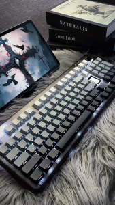 Light and Shadow Series - Professional RGB Lighting Effect PBT Keycap Set Customized High-Performance Office Gaming Keycaps DIY Mechanical Keyboard Upgrade Keycaps - 104+32 Keys High-End Feel Keycaps