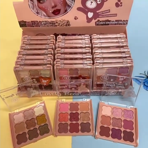 อายแชโดว์พาเลทตา 9 สี Lovely Bear eyeshaodw เนื้อดินน้ำมัน ประกายชิมเมอร์ สีสวย ติดทน NO:LK5015